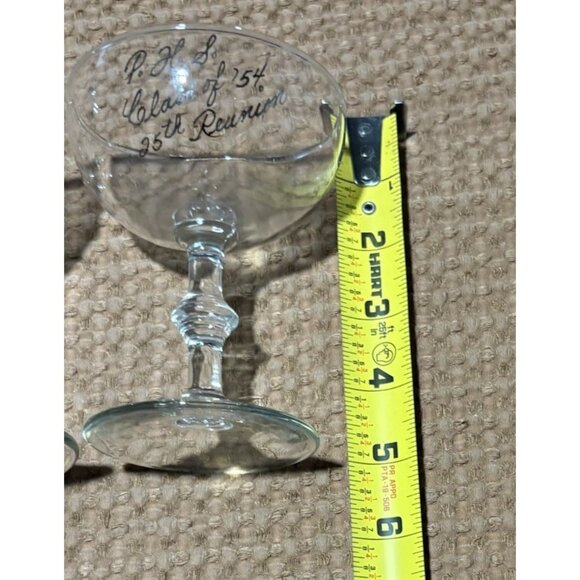 Vintage Set If 2 Champagne Glasses Princeton High School Class Of 54 Reunion - Picture 5 of 6
